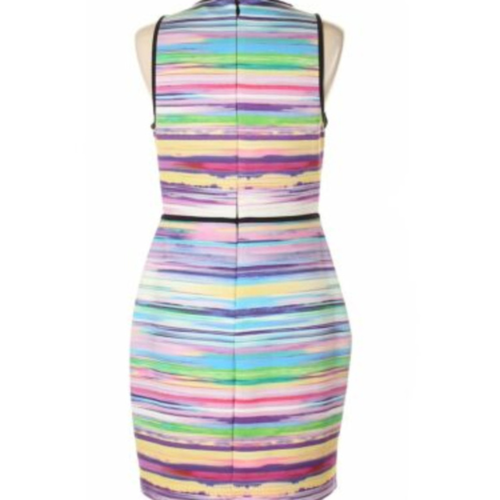 💋 BEBE multicolored sheath dress LARGE L new RARE 💋 - Picture 2 of 5